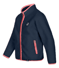 Lade das Bild in den Galerie-Viewer, kinderjacke seitlich blau pink
