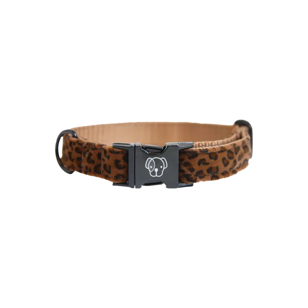 leopard muster hundehalsband braun